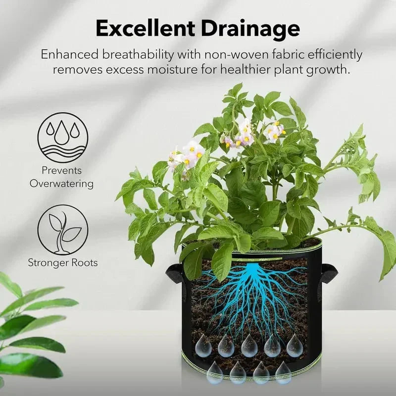 🌱 5-Pack 5 Gallon Grow Bags – Heavy Duty Aeration Fabric Pots with Handles for Vegetables, Flowers & Fruits 🪴