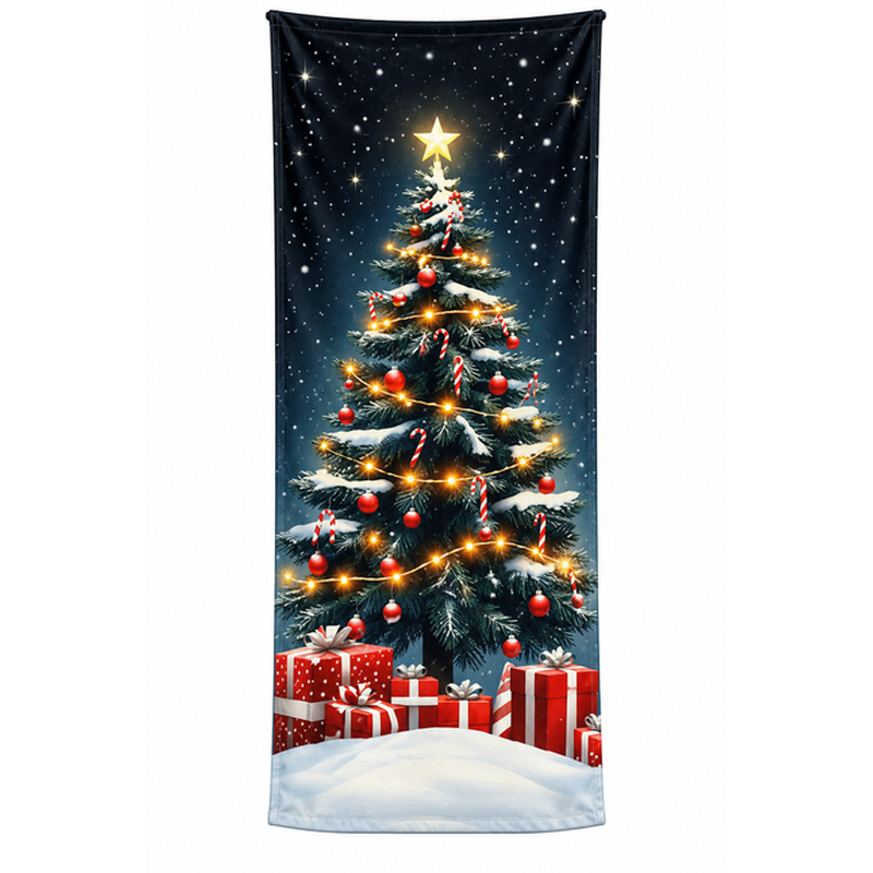 Christmas Door Cover - Stretch Fit Santa & Reindeer Door Decoration with 4-Side Elastic Edges🎅