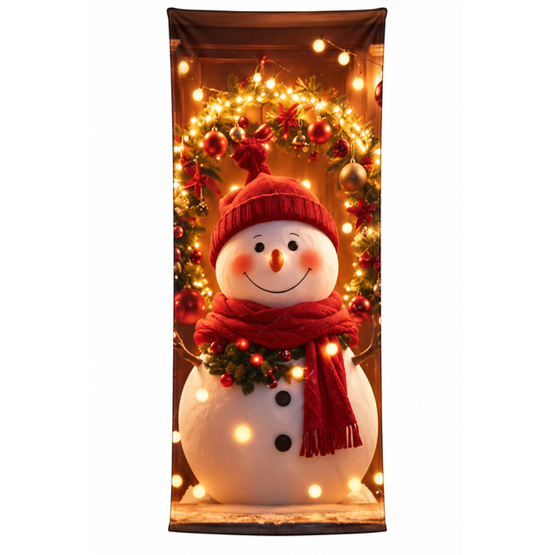 Christmas Door Cover - Stretch Fit Santa & Reindeer Door Decoration with 4-Side Elastic Edges🎅