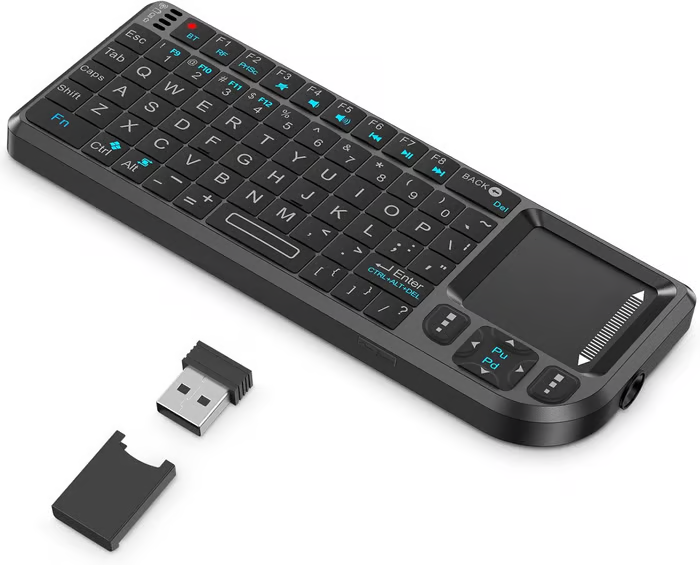 Mini Wireless Keyboard, 2.4G Rechargeable Backlight Keyboard with Touchpad