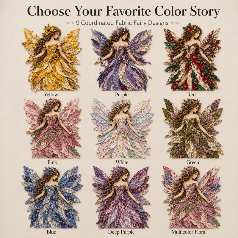 Premium Fairy Patchwork DIY Kit | High-Quality Layered Fabric with Floral Wings DIY Handmade Fantasy Wall Decor ✨