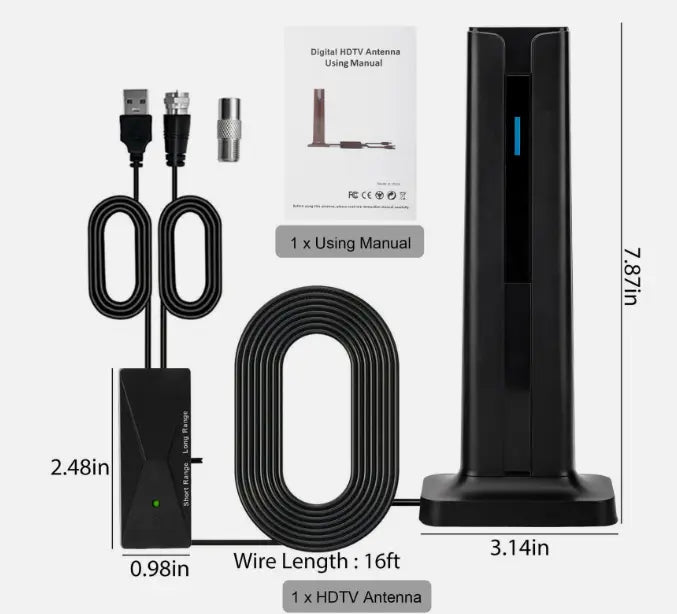 Digital TV Antenna for Smart TV Indoor,2026 TV Antenna with 5M Stick Base, 360°&Long Range Reception 4K HDTV Antenna for Local Channels