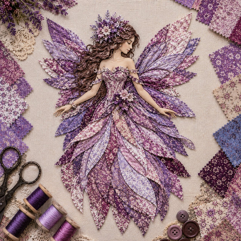 Premium Fairy Patchwork DIY Kit | High-Quality Layered Fabric with Floral Wings DIY Handmade Fantasy Wall Decor ✨