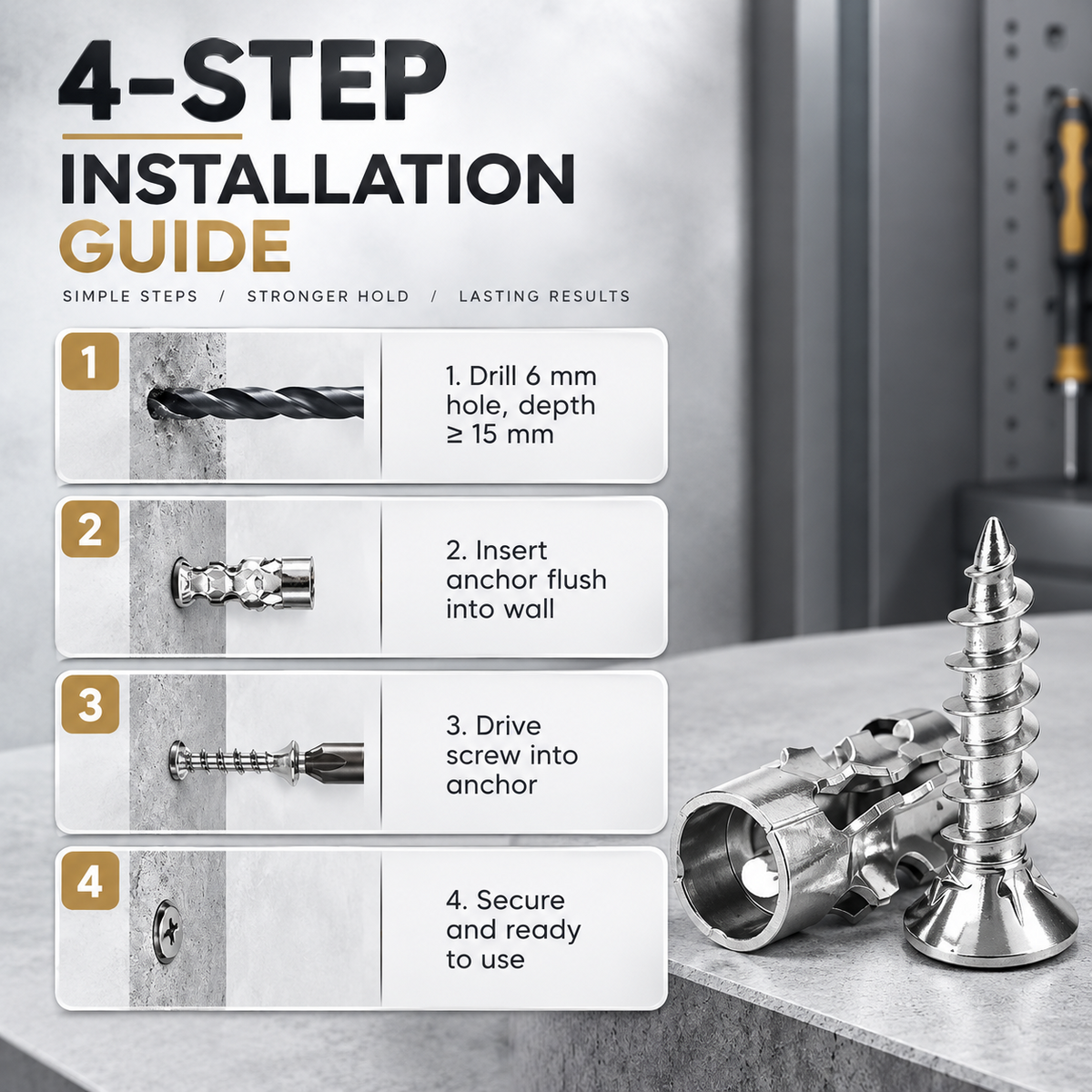 High Strength Hinge Repair Screws | 6×14mm Door Hinge Thread Repair Screws Kit