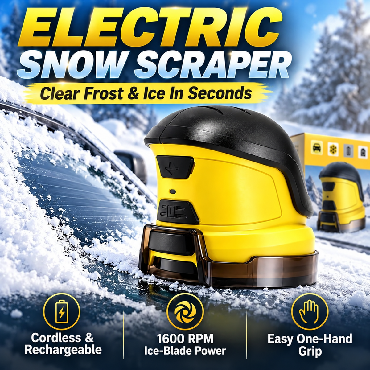 ❄️ Electric Ice Scraper – 1600 RPM Cordless Windshield De-Icer 🚗