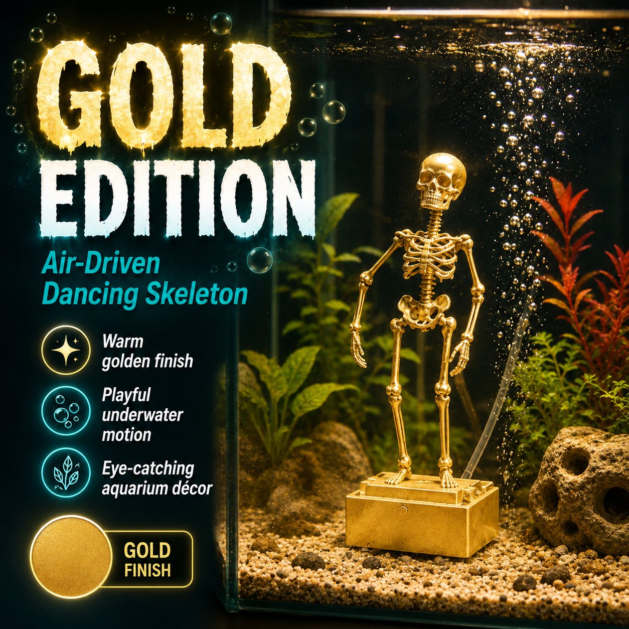 🫧 Air-Driven Dancing Skeleton Aquarium Ornament 🐠