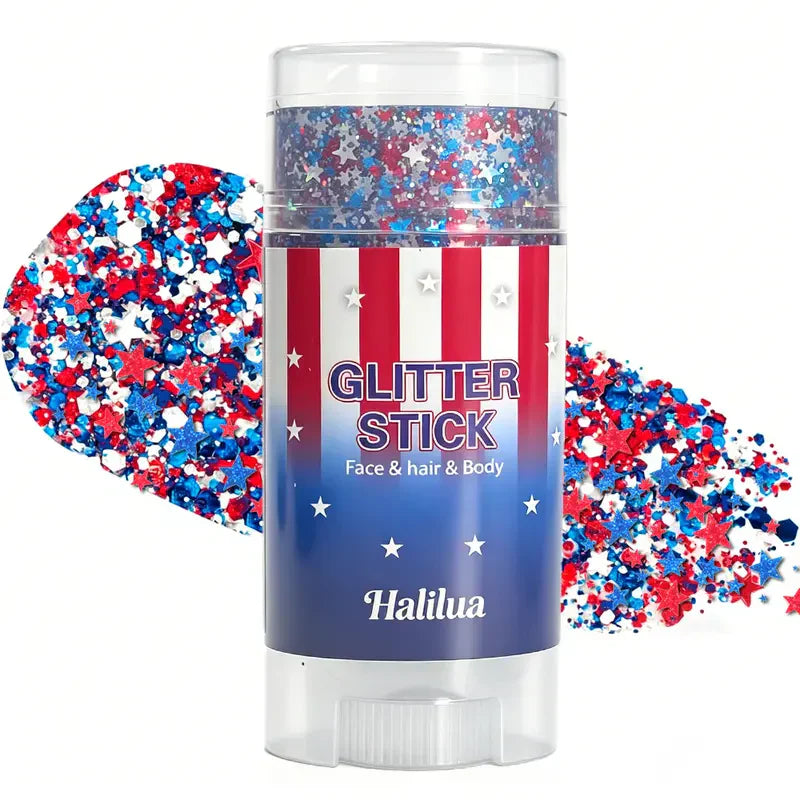 🦅4th of July Glitter Stick✨Red, White & Blue Body & Hair Sparkle.