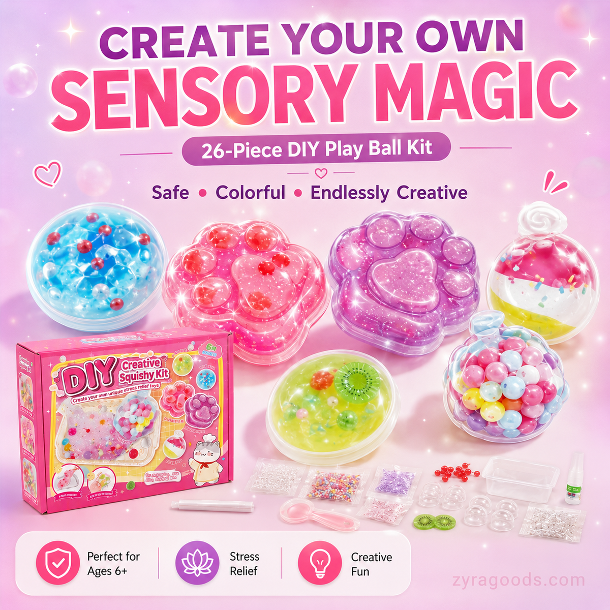 DIY Fried Ice Squishy Toy Kit with Cat Claw Design for Kids