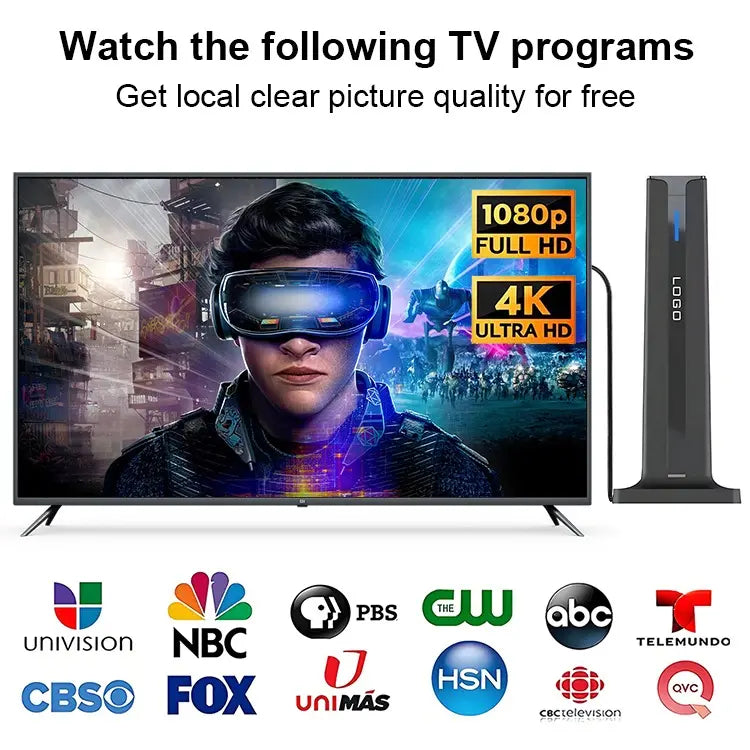 Digital TV Antenna for Smart TV Indoor,2026 TV Antenna with 5M Stick Base, 360°&Long Range Reception 4K HDTV Antenna for Local Channels