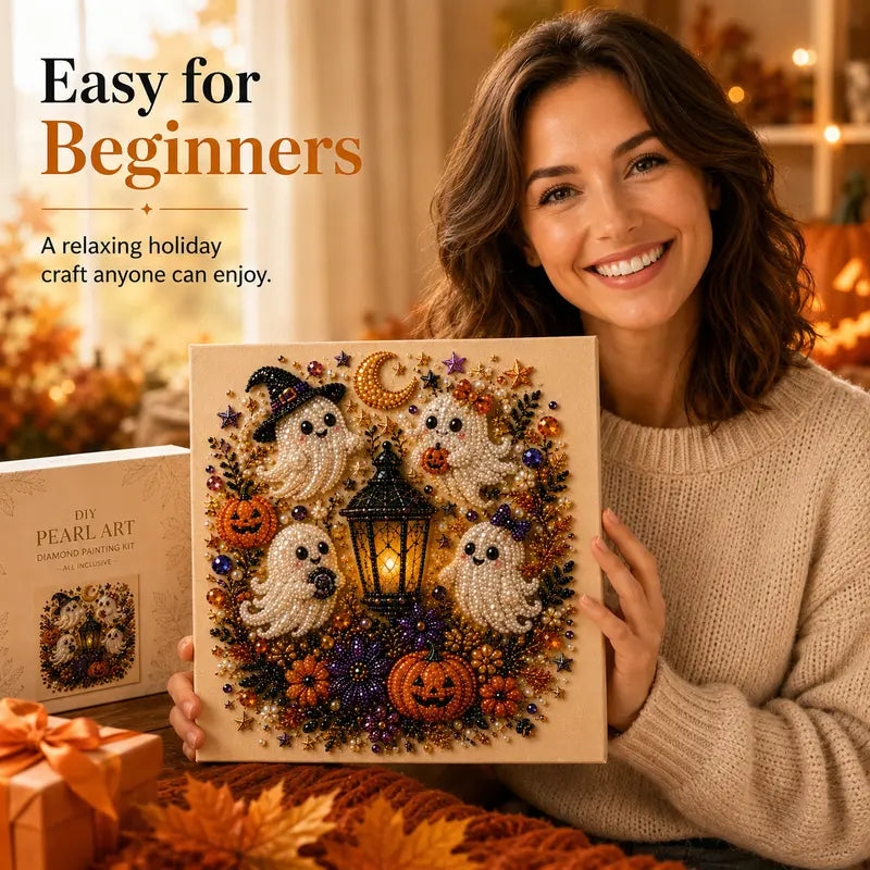 Halloween Pearl Art DIY Kit – Turn Tiny Pearls into Spooky-Cute Magic