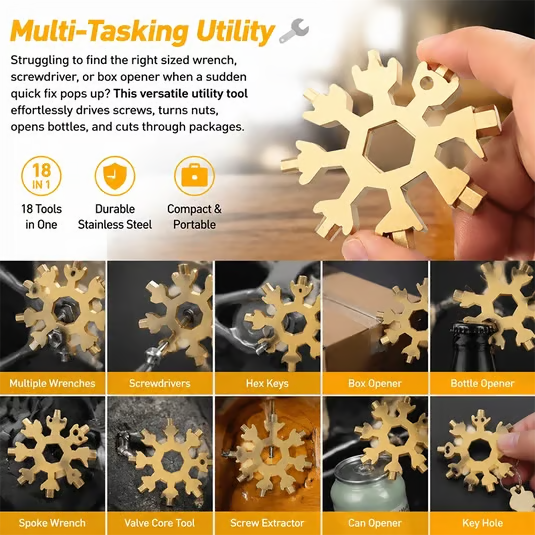 🎁Last Day 49% OFF -❄️18-in-1 Snowflake-shaped Multi-Function Screwdriver and Wrench