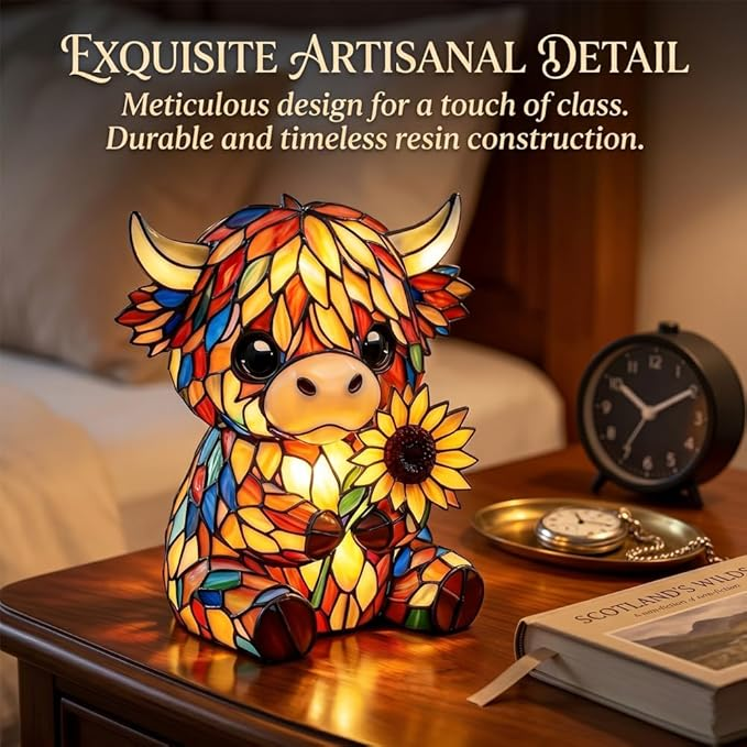 ✨ Creative Highland Cow LED Night Light,  Cute Decorative Lamp for Kids' Room & Living Area, Table Bedside Lamp, USB Powered Lamp
