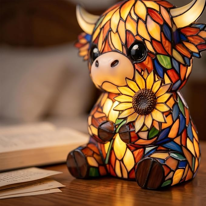 ✨ Creative Highland Cow LED Night Light,  Cute Decorative Lamp for Kids' Room & Living Area, Table Bedside Lamp, USB Powered Lamp