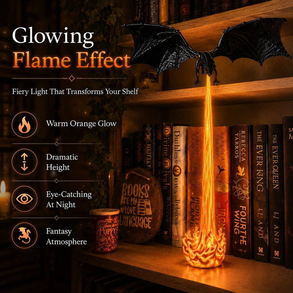 🔥Last Day 49% OFF - 🐉Light-Up Dragon Fire Bookshelf Lamp