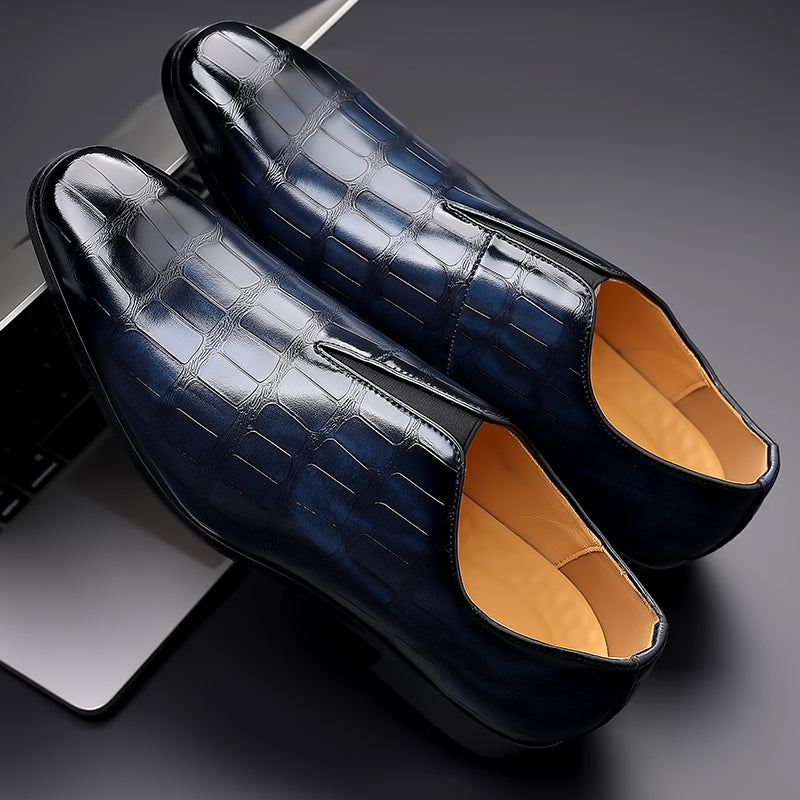 Stone pattern men's casual leather shoes