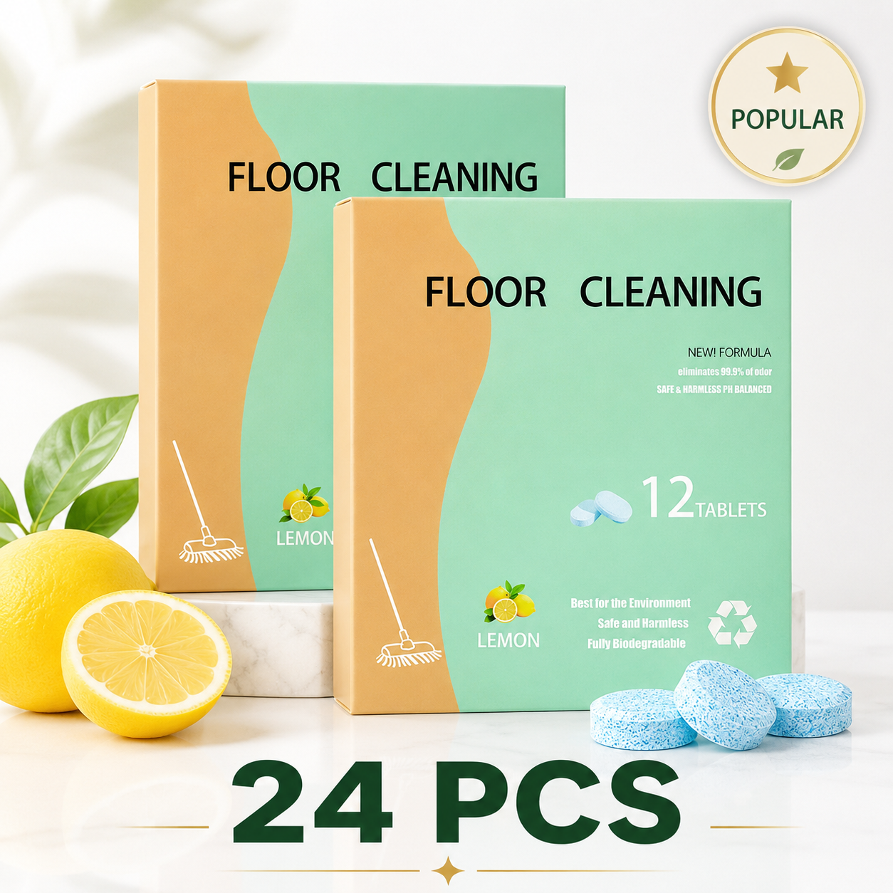 Fast-Drying Lemon Floor Cleaning Tablets