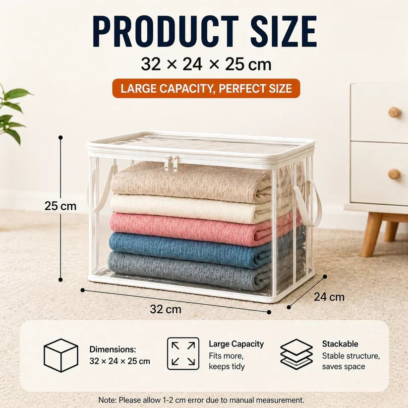 Portable Large Heavy-Duty Thick Plastic Clear Storage Box with Hinged Lid | Home, Travel & Camping