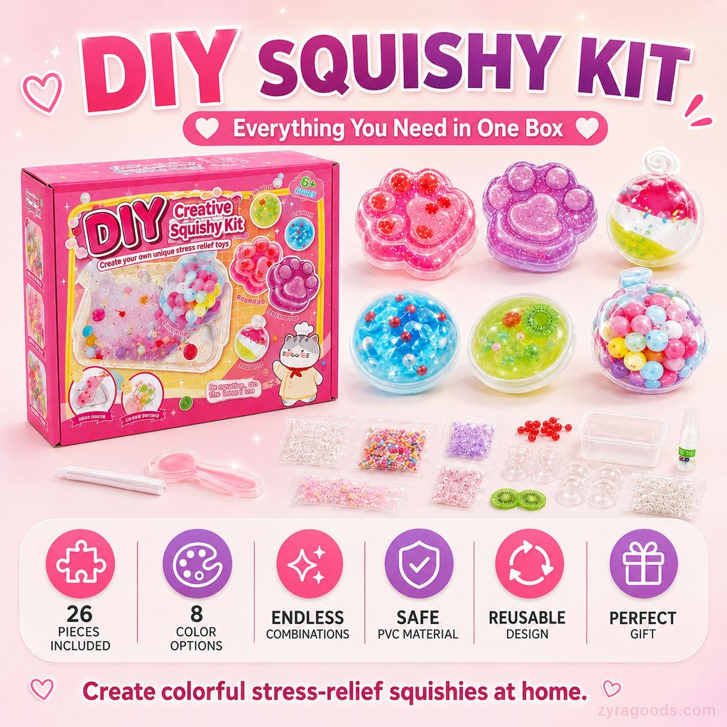 DIY Fried Ice Squishy Toy Kit with Cat Claw Design for Kids
