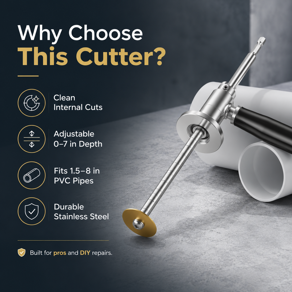🔧 PVC Pipe Internal Cutter Tool – Clean Cuts in Tight Spaces (No Pipe Removal Needed)