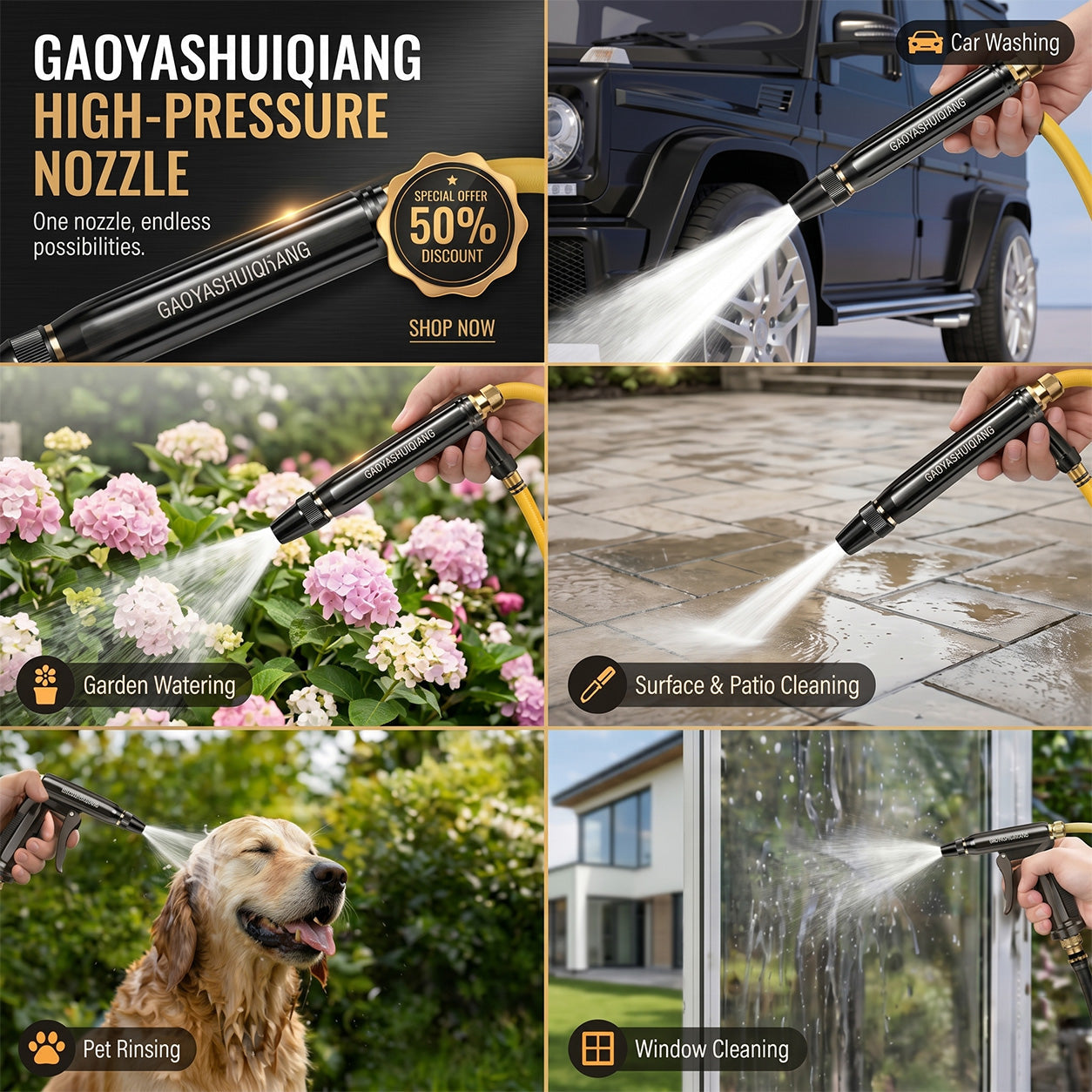 Home High-Pressure Car Wash Water Gun