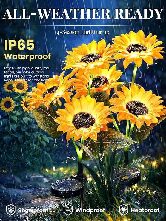 LuminaBloom™ 3-in-1 Solar Sunflower Garden Stake Lights