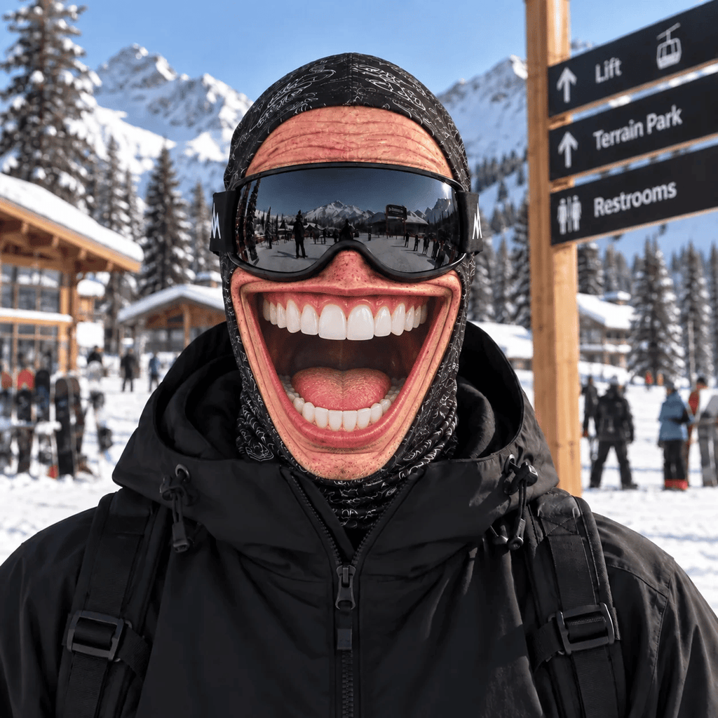 🎿 Realistic Face Balaclava – Funny Ski & Snowboard Mask for Cold Weather Adventures