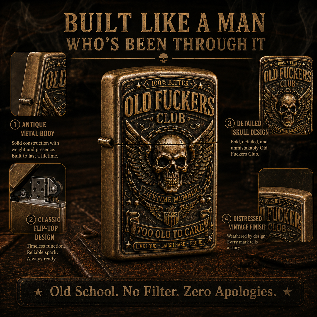 ☠️ Old Fuckers Club Vintage Lighter | 2026 Limited Edition Collectible Metal Lighter