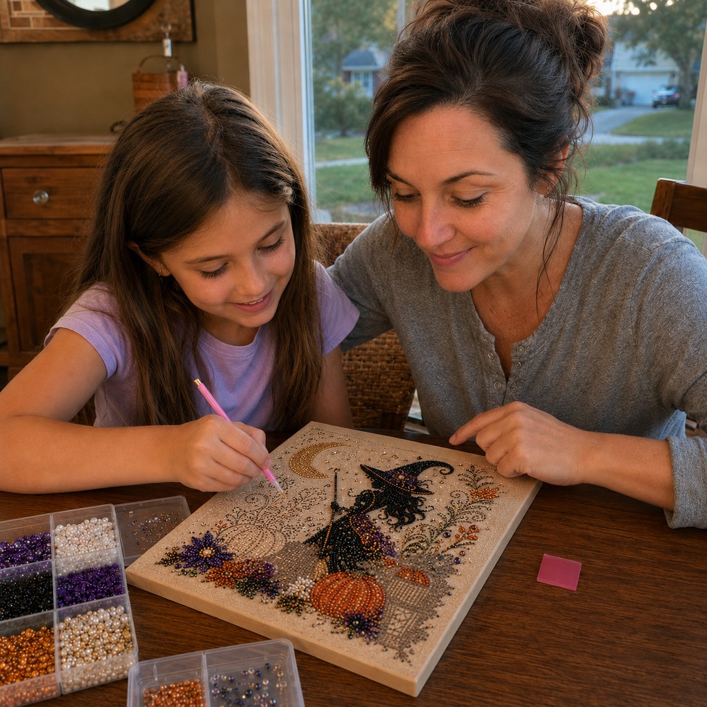 Halloween Pearl Art DIY Kit – Turn Tiny Pearls into Spooky-Cute Magic