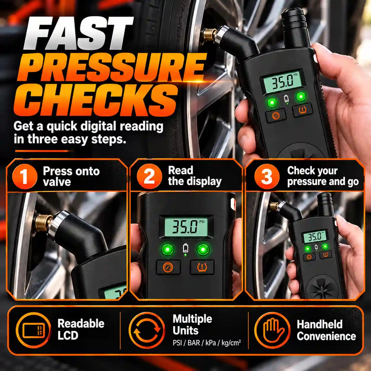 🔧2-in-1 TPMS Relearn Tool with Digital Tire Pressure Check