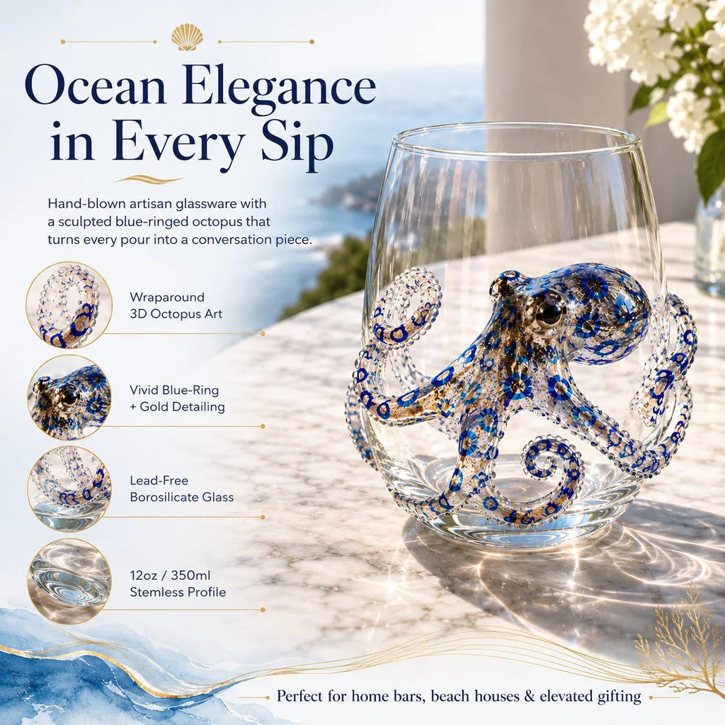 Bring the Ocean to Every Sip with Stunning 3D Artisan Glassware 🌊