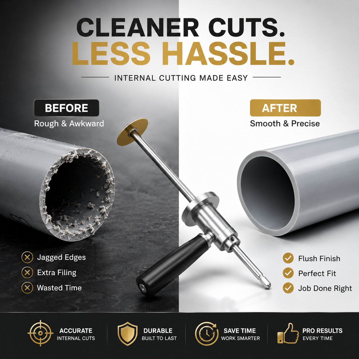 🔧 PVC Pipe Internal Cutter Tool – Clean Cuts in Tight Spaces (No Pipe Removal Needed)