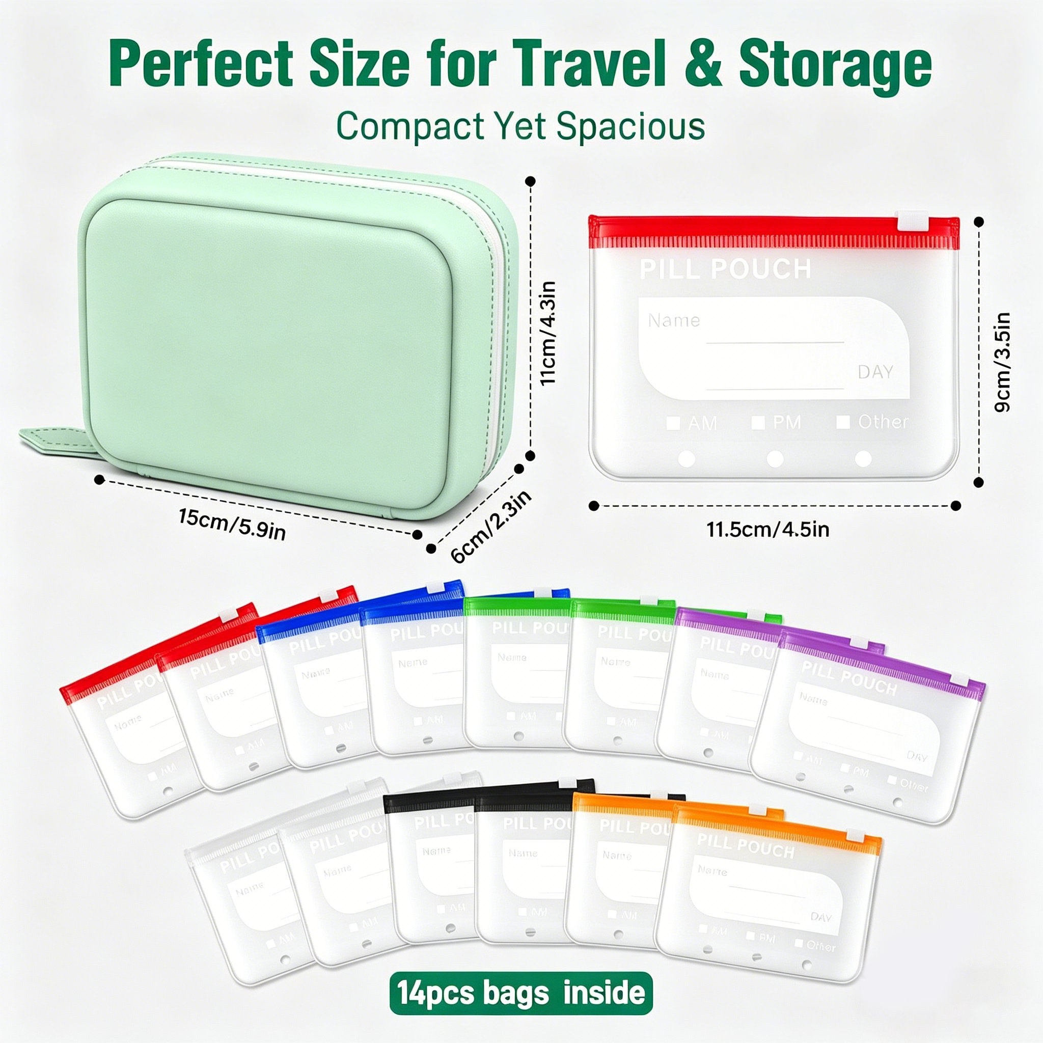 💊 A8 Waterproof Pill Pouch Set – Large Weekly Travel Medicine Organizer
