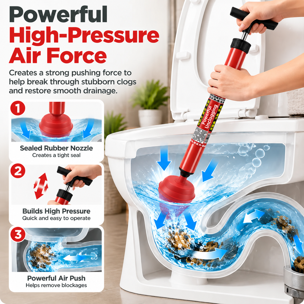🚽High Pressure DrainCleaner - Powerful Toilet &Sink Clog Remover Tool