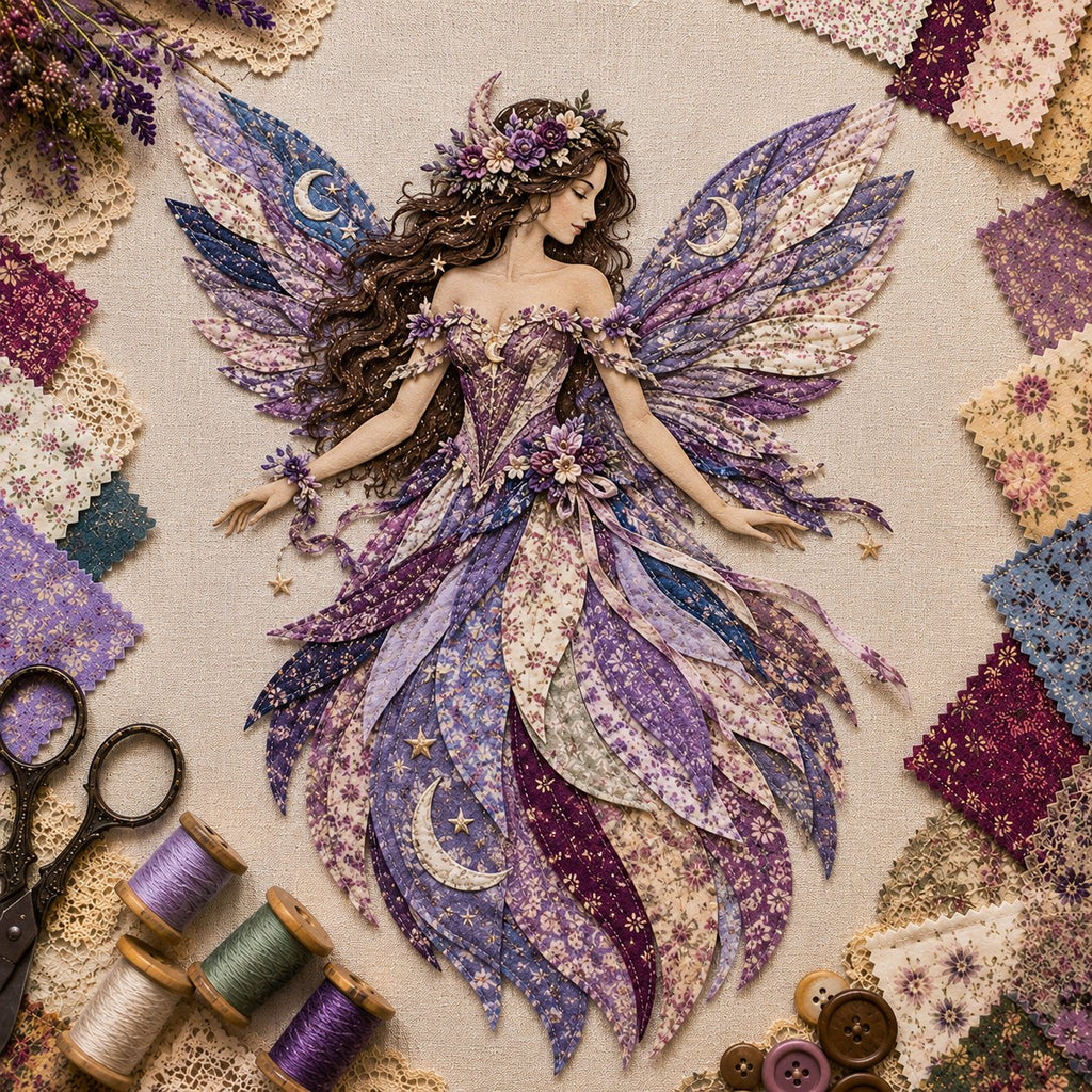 Premium Fairy Patchwork DIY Kit | High-Quality Layered Fabric with Floral Wings DIY Handmade Fantasy Wall Decor ✨
