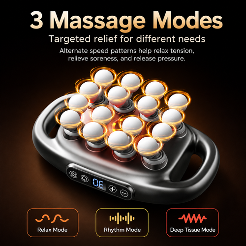 16-Head Deep Tissue Back Massager – Red Light, 30 Speeds & Hands-Free Relief