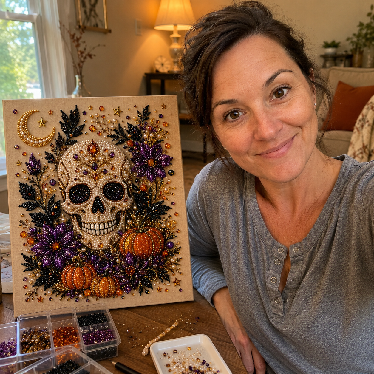 Halloween Pearl Art DIY Kit – Turn Tiny Pearls into Spooky-Cute Magic