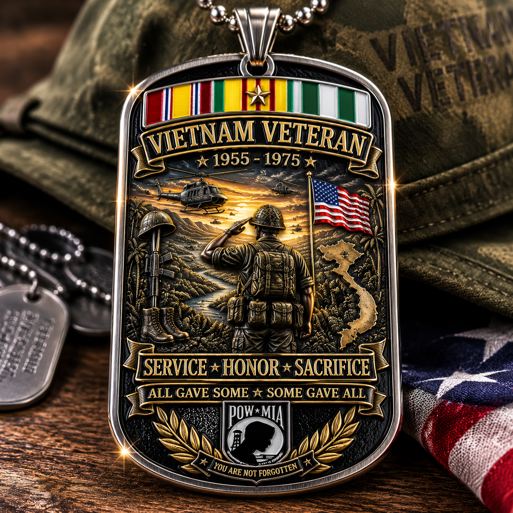Vietnam Veteran All Gave Some Some Gave All Tribute Dog Tag Necklace
