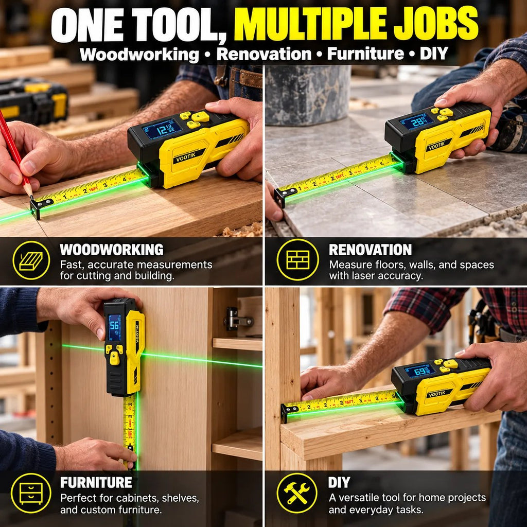📏 3-in-1 Digital Laser Tape Measure  – 16.4 FT Self-Locking Tape with LCD Display & USB-C Charging⚡