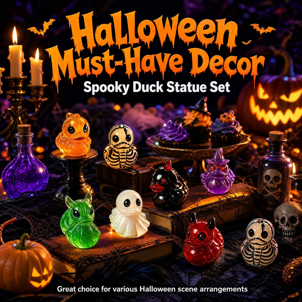 👻🎃Glow-In-The-Dark Mini Halloween Duck Set - Luminous Resin Figurines & Spooky Statues for Desk & Micro-Landscapes