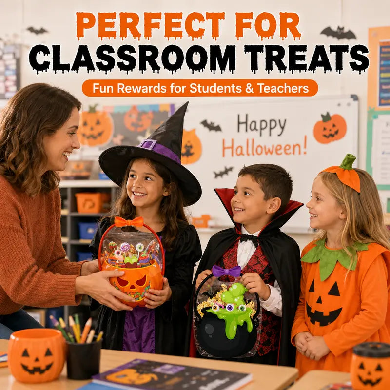🔥LAST DAY Save 50%🔥Halloween Treat Bags with Handles– Pumpkin & Witch’s Cauldron Goodie Bags