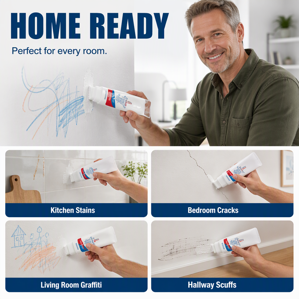 🔥Last Day 50% OFF - Waterproof Wall Repair Paste with Integrated Small Roller Brush