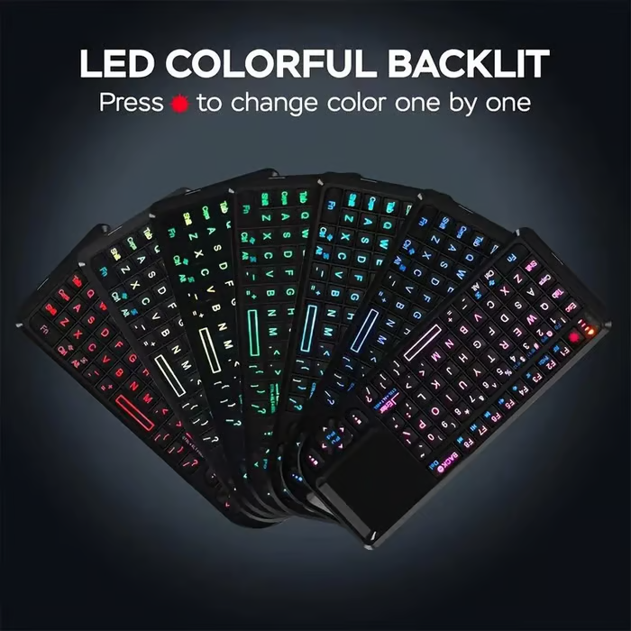 Mini Wireless Keyboard, 2.4G Rechargeable Backlight Keyboard with Touchpad