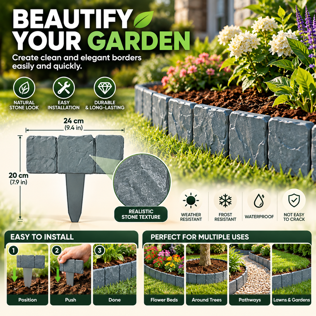 🏡2026 HOT SALE🥳💞50K+ SOLD!🌿✨ 50% OFF! Faux Stone Garden Edging Border! ♻️
