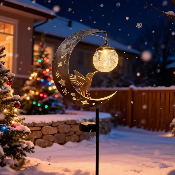 Hummingbird Moon Solar Garden Stake Light
