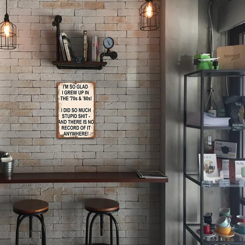 Vintage "I'm So Glad I Grew Up in the '70s & '80s" Metal Sign – Funny Retro Wall Decor 😂