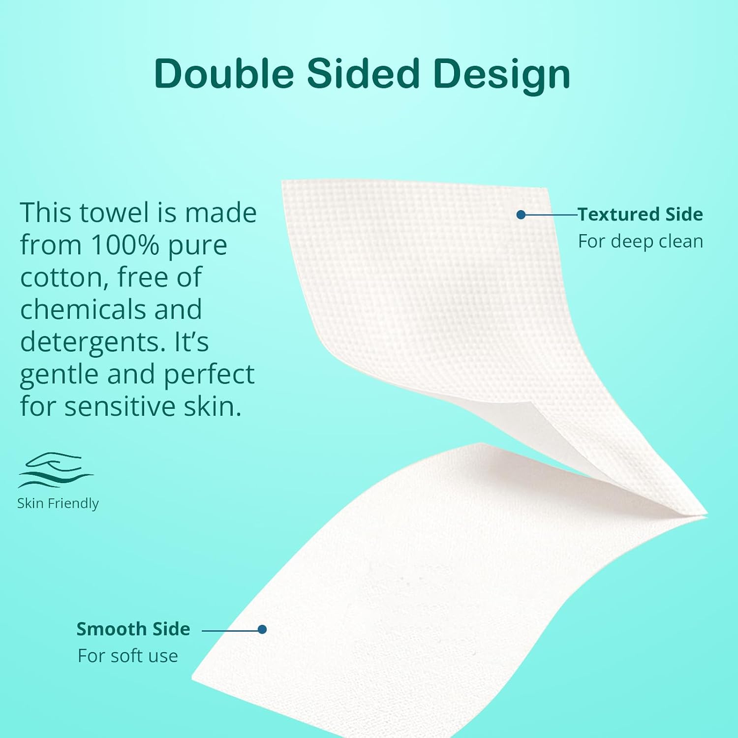 Disposable Face Towels Cotton Fiber 10’’ x 12’’ Ultra Soft Skin Friendly Super Absorbent Towelettes Facial Tissue Face Wipes for Effective Cleansing, Makeup Remover, 50 Count 1 Pack