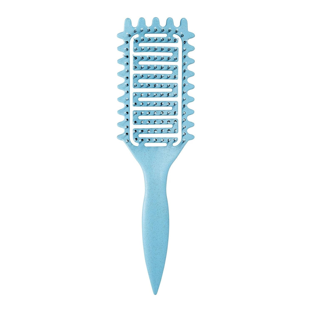Curl Defining Brush for Curly Hair, Vented Detangling Hair Brush for Wet and Dry Styling, Curved Brush for Shaping and Smoothing Curl Clumps, Lightweight Hair Brush （Beige）