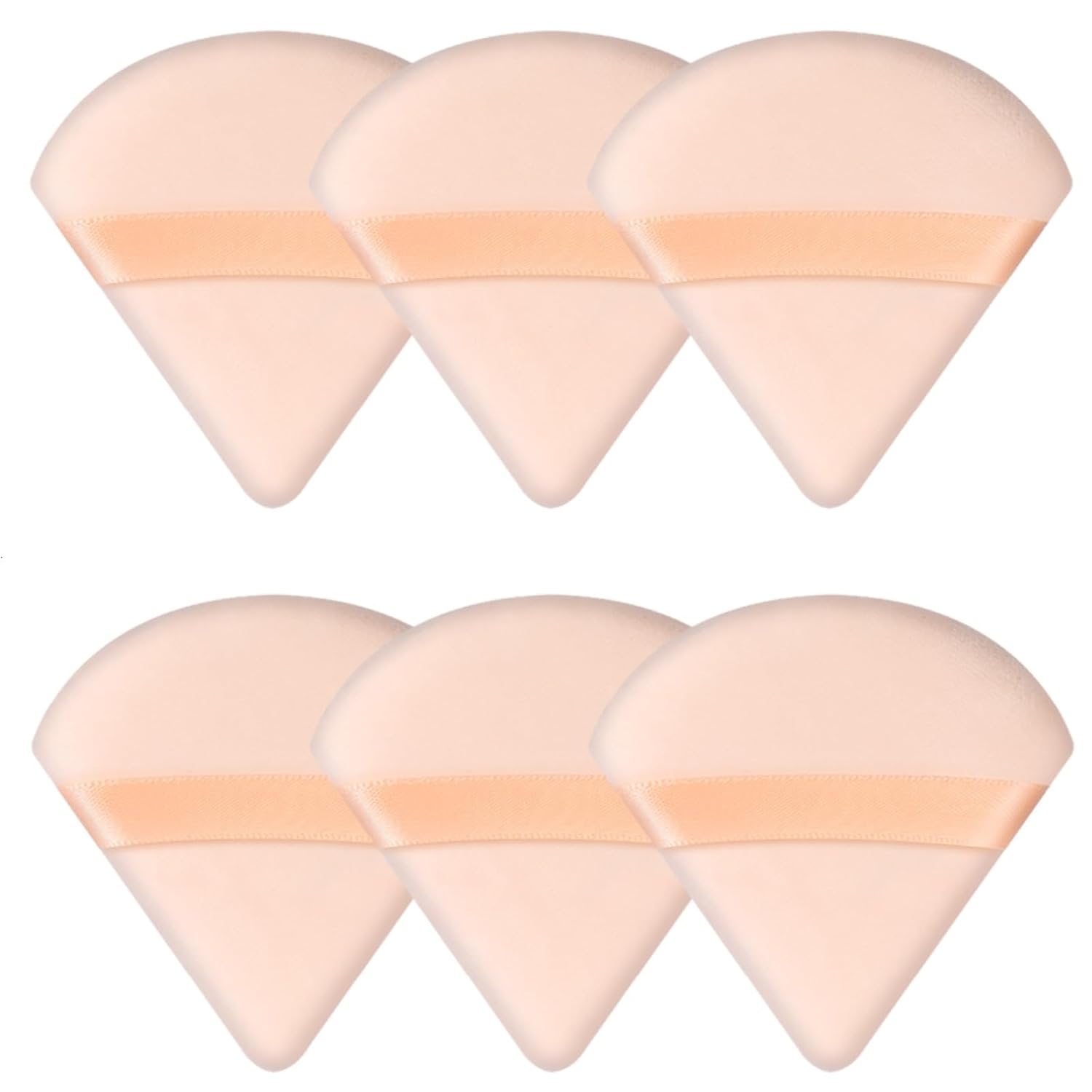 6 Pcs Powder Puff, Face Soft Triangle Makeup Puff Velour Makeup Sponge for Loose Powder (Black)