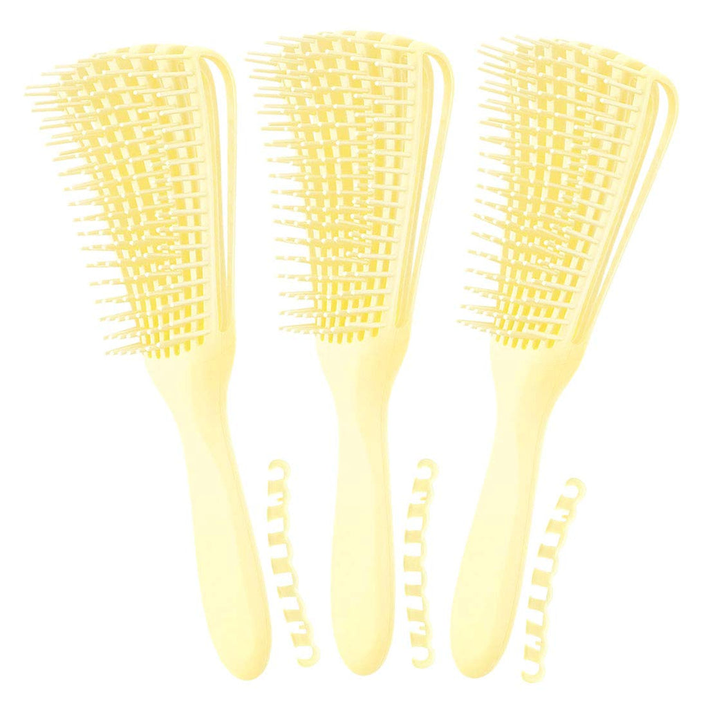 3 Pack Hair Detangler Brush for Afro America/African Textured 3a to 4c Kinky Wavy/Curly/Coily/Wet/Dry/Oil/Thick/Long Hair, Detangling Brush for Natural, Exfoliating Your Scalp for Beautiful
