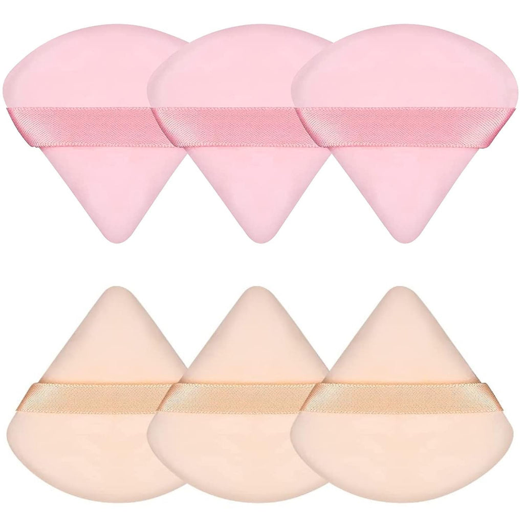 6 Pcs Powder Puff, Face Soft Triangle Makeup Puff Velour Makeup Sponge for Loose Powder (Black)